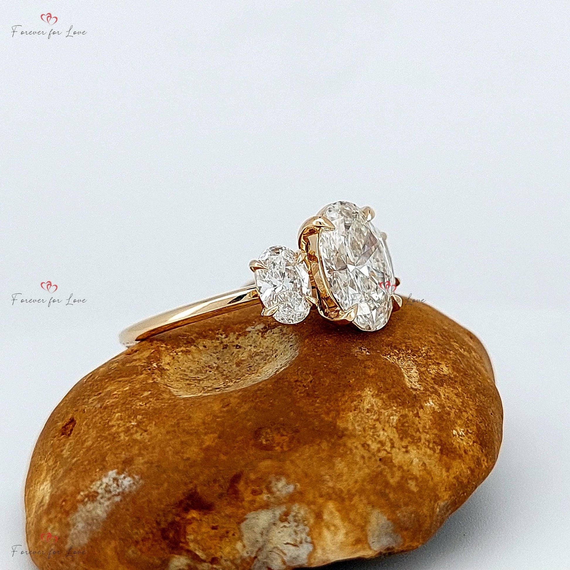 3 Ct Oval Diamond Three Stone Engagement Ring