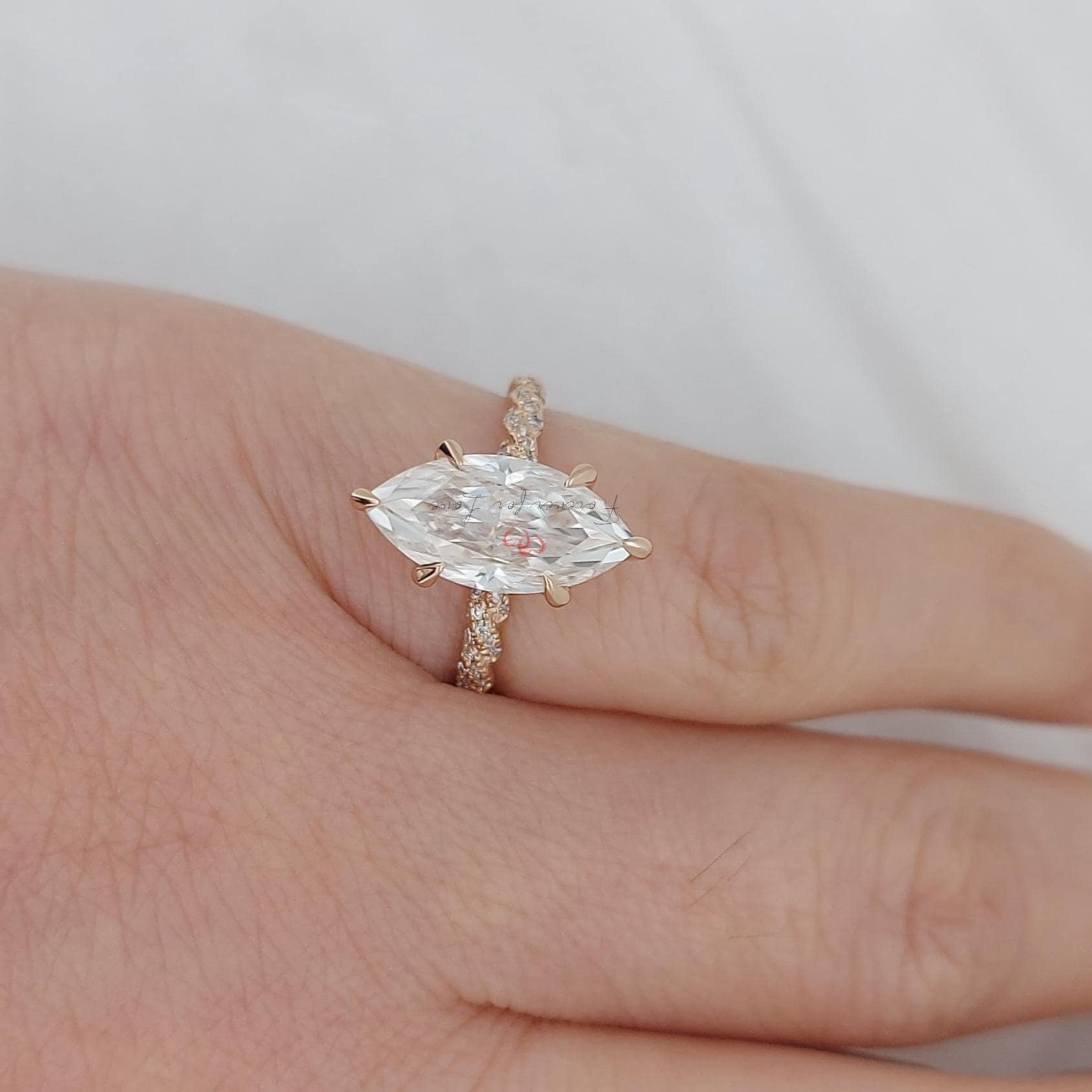 2 Ct Marquise Diamond, Moissanite Engagement Ring