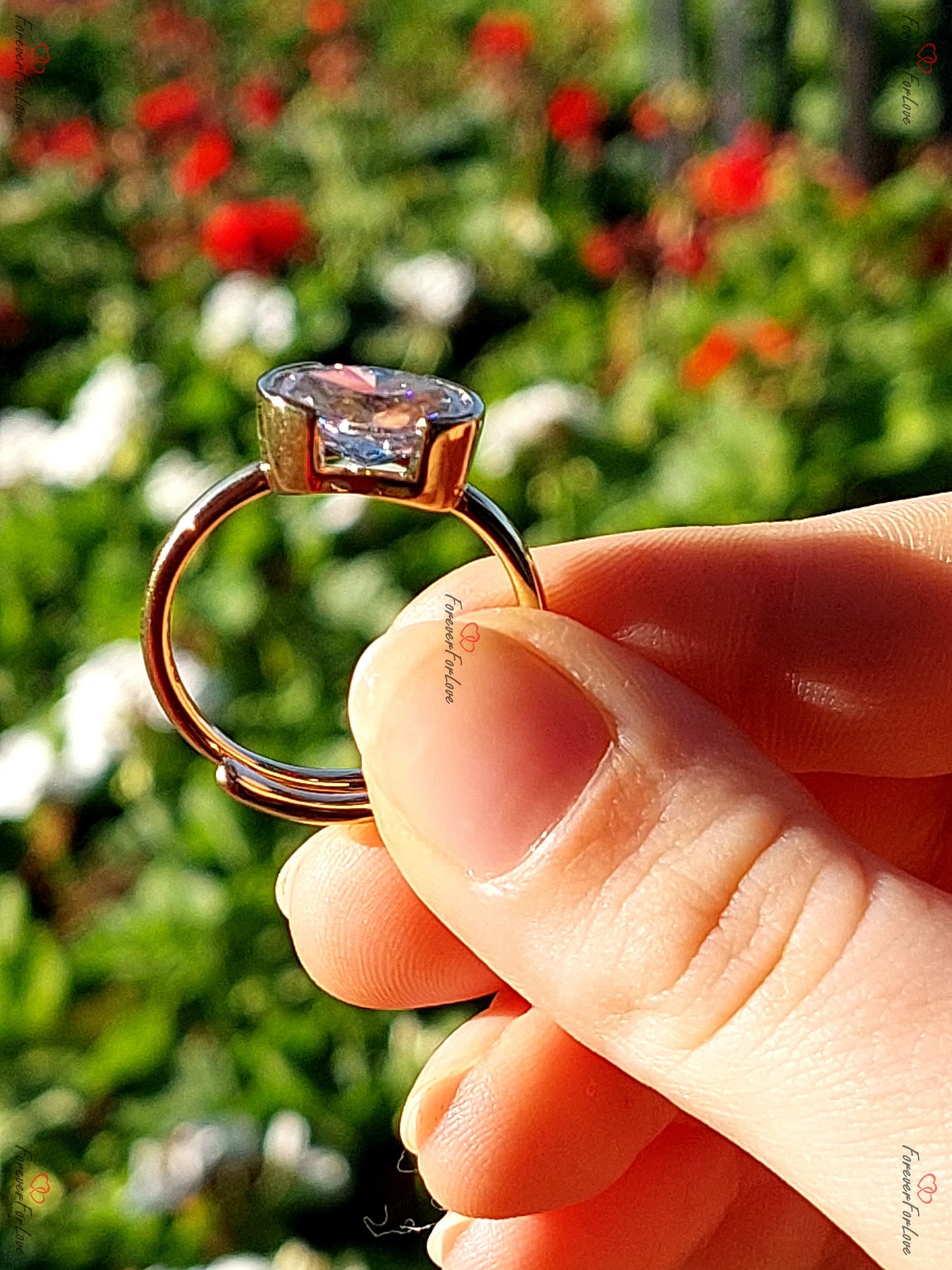 4 Ct Oval Moissanite Halo Engagement Ring Oval cut 1Ct Moissanite Brilliant Cut engagement ring in 935 Argentium Silver — custom handcrafted by Forever For Love