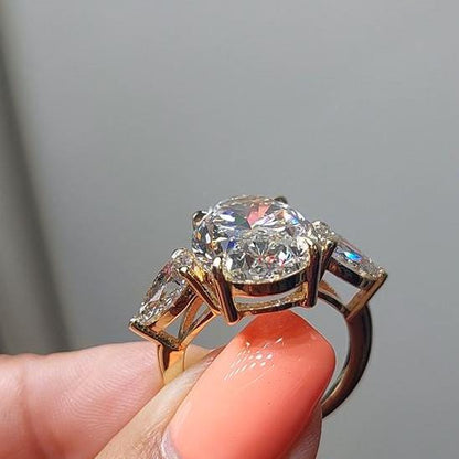 12 Ct IGI Certified Oval Diamond Three Stone Engagement Ring