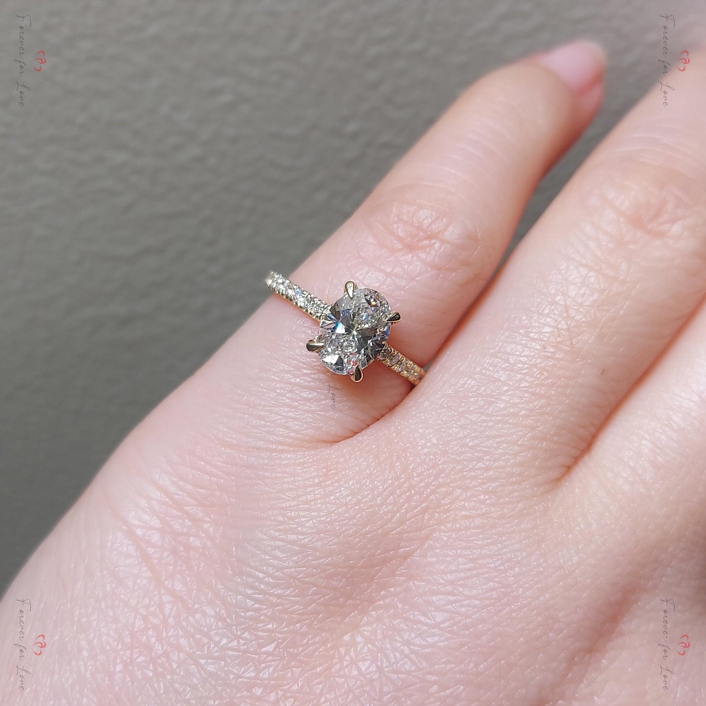 1 Ct IGI Certified Oval Diamond Engagement Ring Oval cut 1Ct Moissanite Brilliant Cut engagement ring in 935 Argentium Silver — custom handcrafted by Forever For Love