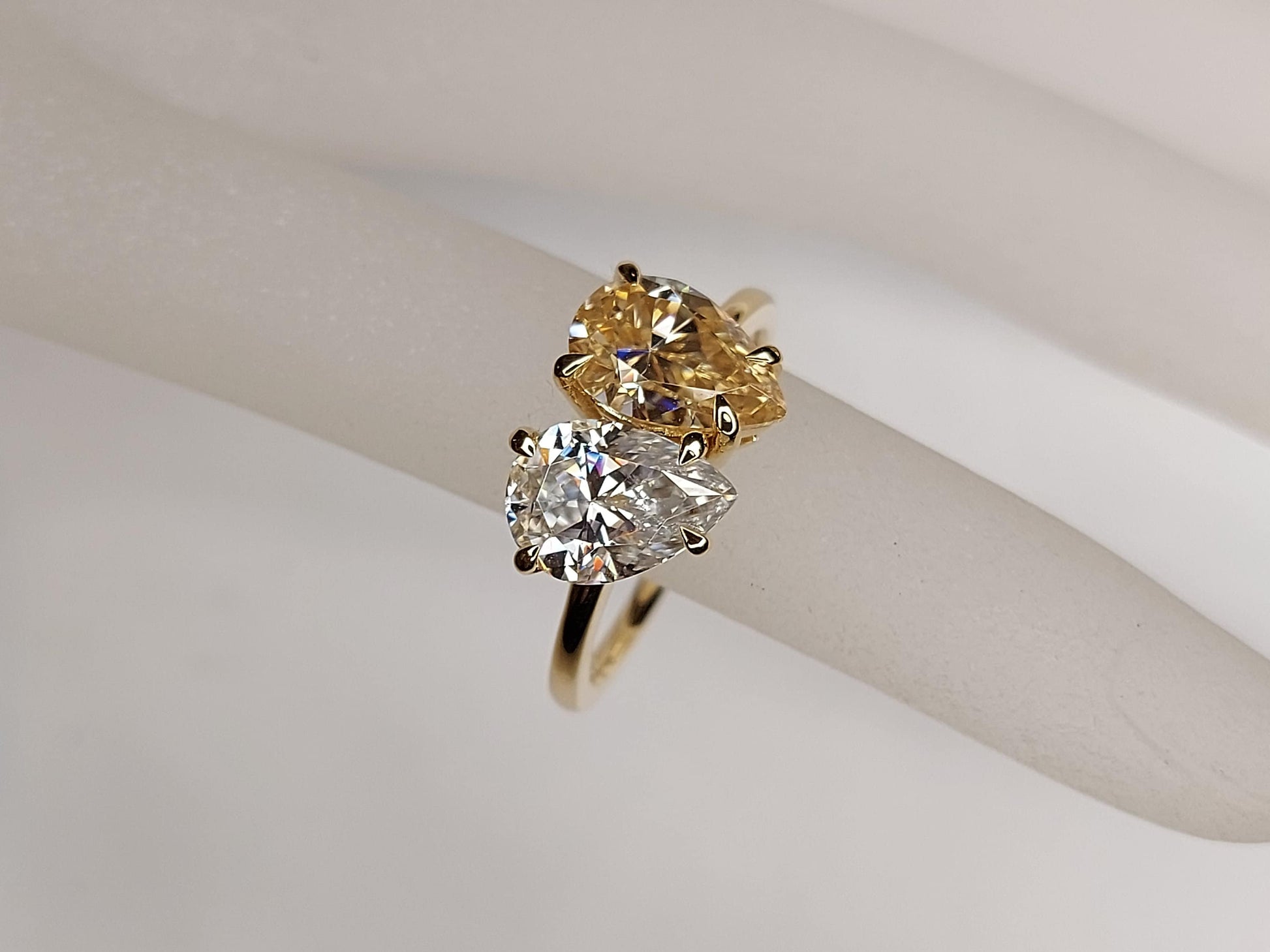 Pear Shaped engagement ring 4TCW/ 10*7 mm, diamond hidden halo ring, Pear cut Moissanite ring, Big Celebrity Ring.