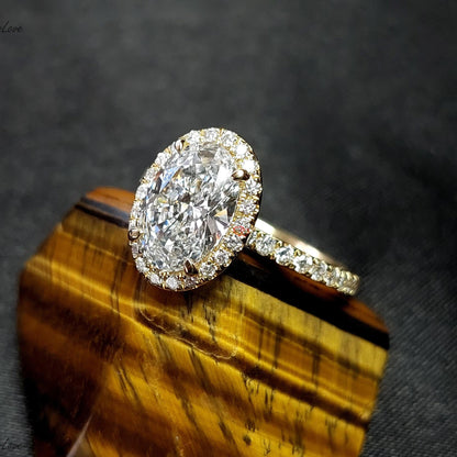 2.5 Ct IGI Certified Oval Lab Diamond Halo Engagement Ring
