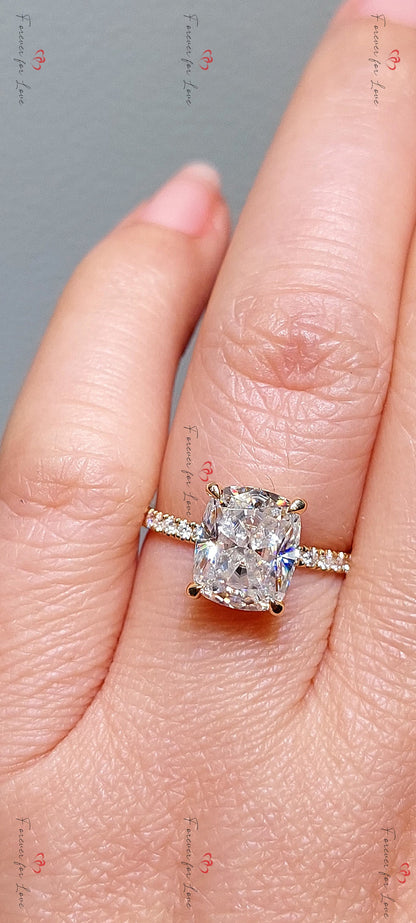 3 Ct Cushion Moissanite Engagement Ring