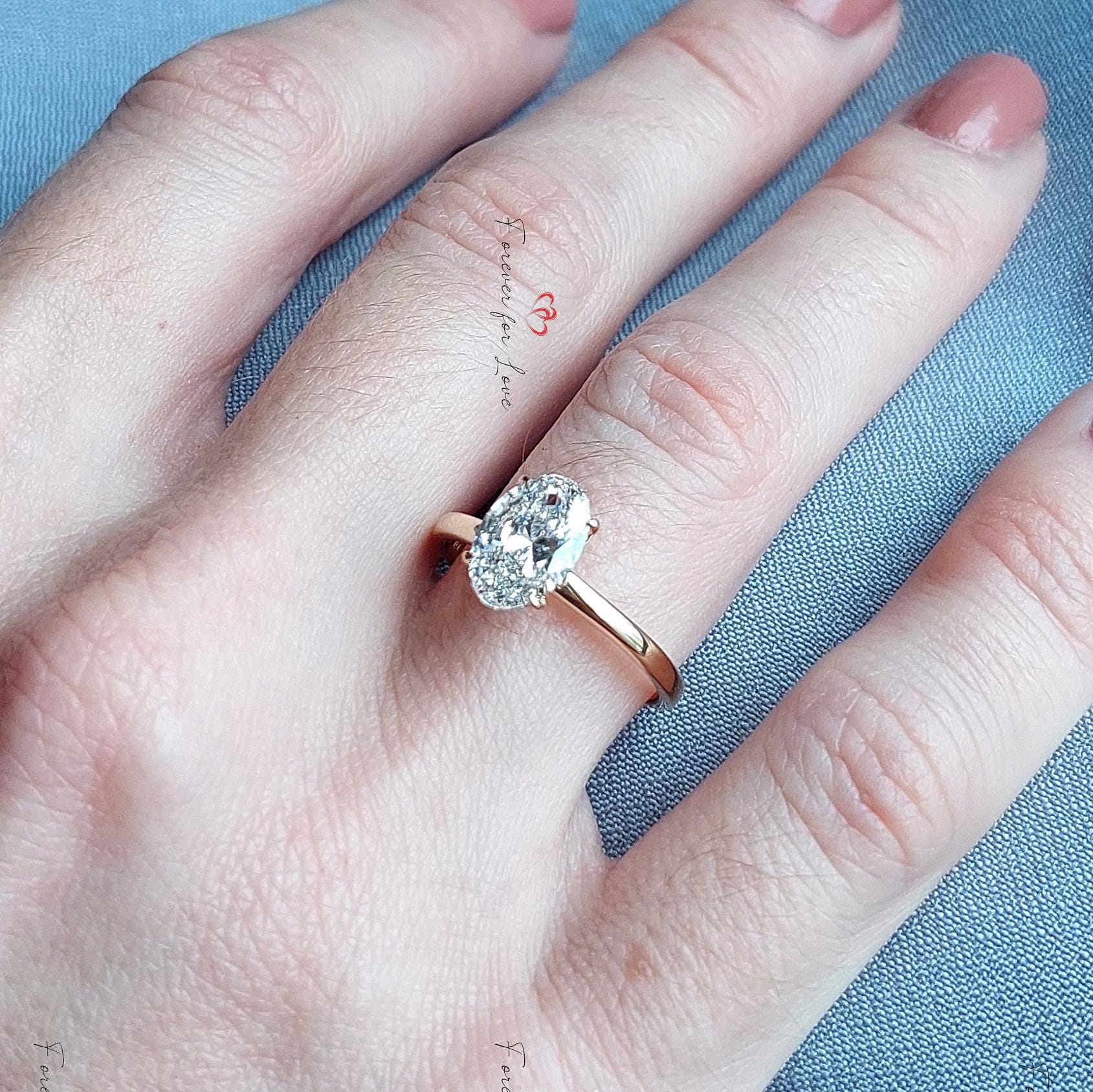 1.5 Ct IGI Certified Oval Lab Diamond Hidden Halo Engagement Ring