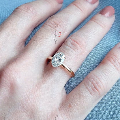 1.5 Ct IGI Certified Oval Lab Diamond Hidden Halo Engagement Ring