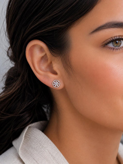 14k Diamant Blumen Ohrstecker im Marquise-Schliff, florale goldene Ohrstecker, zarte Alltags-Diamantohrringe, minimalistischer Schmuck, perfektes Geschenk