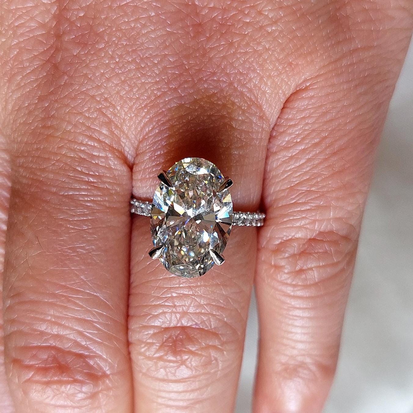 8 Ct Oval Diamond, Moissanite Engagement Ring
