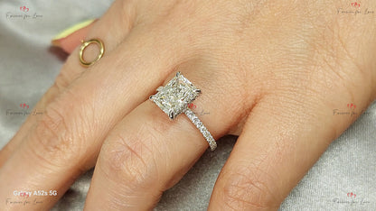 2.5 Ct IGI Certified Radiant Lab Diamond Hidden Halo Engagement Ring