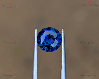Saphir bleu bleuet 2,5 carats, Pierre précieuse naturelle de Ceylan de forme ronde, Bleu vif