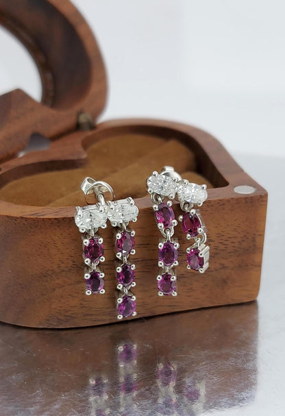 Ohrhänger aus Pink-Saphir und Diamanten, insgesamt 2,3 Karat, baumelnde Ohrringe, Edelsteinohrringe, perfektes Geschenk für sie