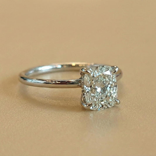 1.5 Ct IGI Certified Cushion Lab Diamond Hidden Halo Engagement Ring
