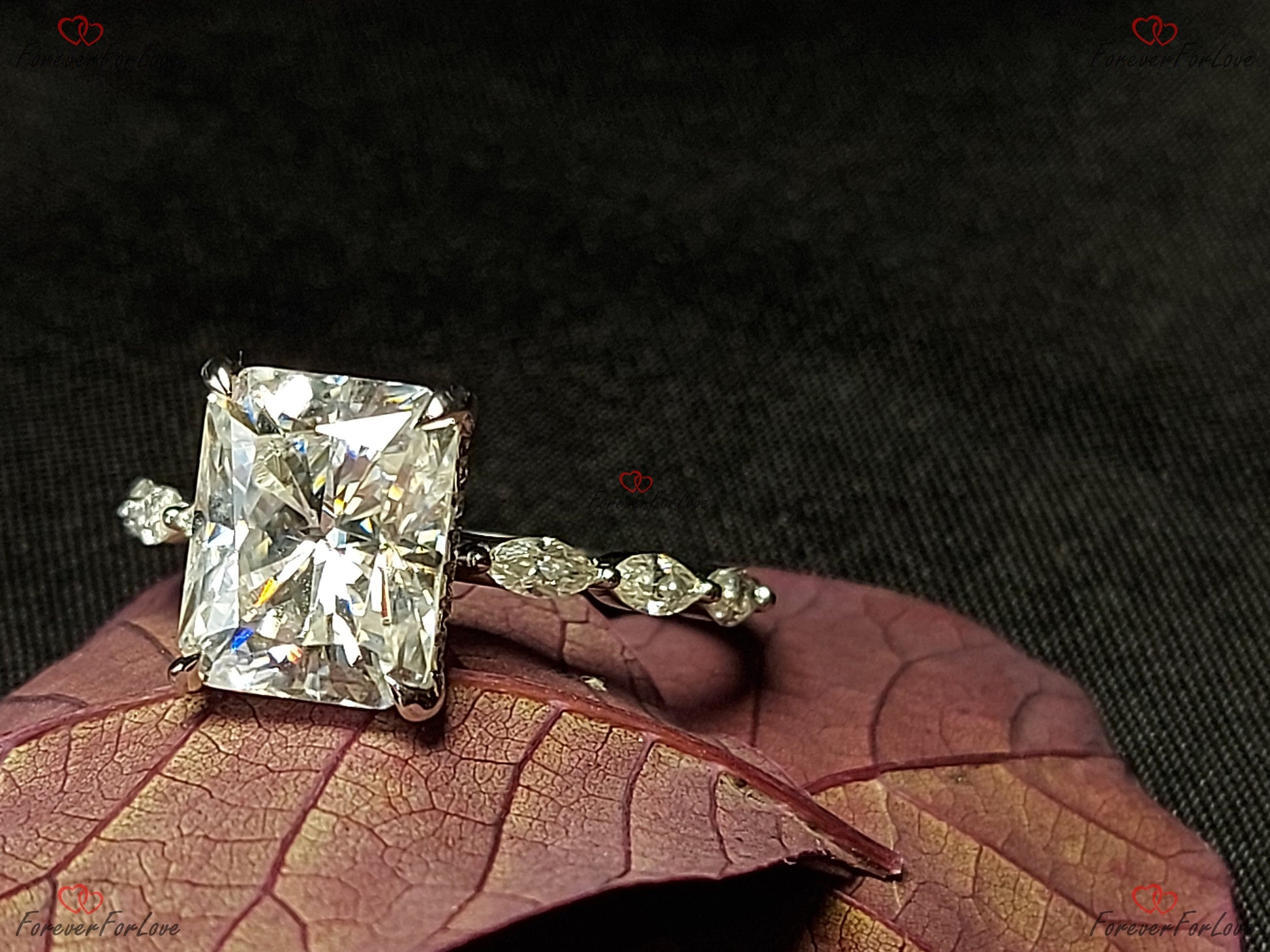4 Ct Radiant Diamond, Moissanite Engagement Ring
