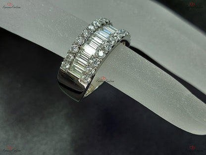 3.5Ct Emerald Cut Eternity Band, Baguette Wedding Band, Moissanite Engagement Ring, Full Eternity Band, Solid 14K White Gold, Statement Ring