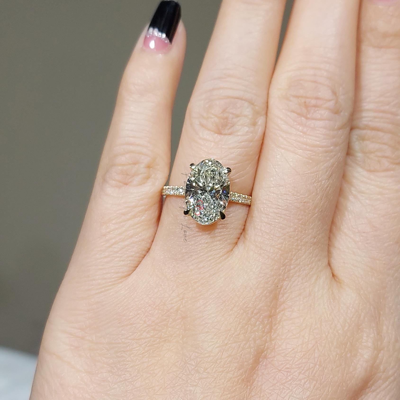 3.6 Ct Oval Lab Diamond Engagement Ring