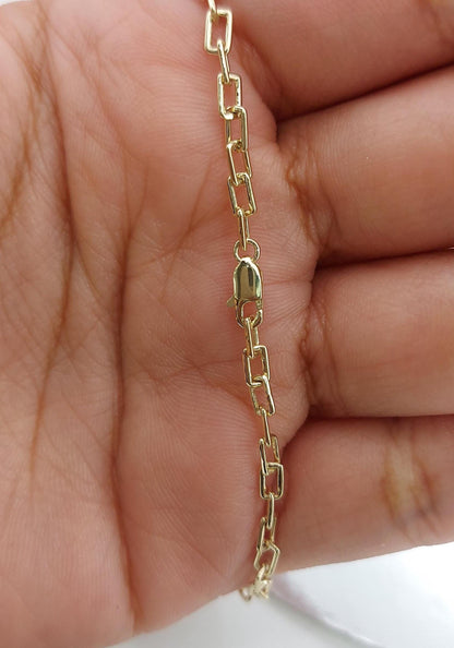 Diamant-Namenarmband, 14k Goldarmband, Diamant-Initialenarmband, Paperclip-Kette, 14k Massivgelb-, Weißgold, personalisiertes Armband