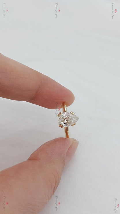 2 Ct Pear Diamond, Moissanite Hidden Halo Engagement Ring