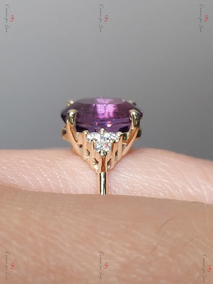Oval Diamond, Amethyst Solitaire Engagement Ring