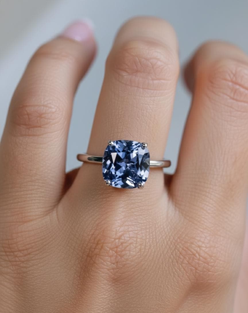 Cushion Blue Sapphire Ring