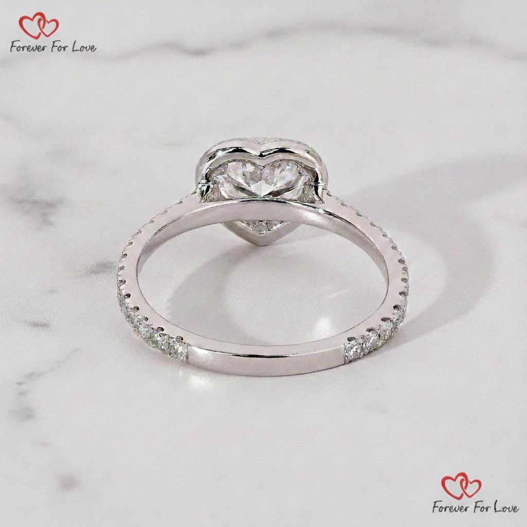 IGI Certified Heart Lab Diamond Halo Engagement Ring
