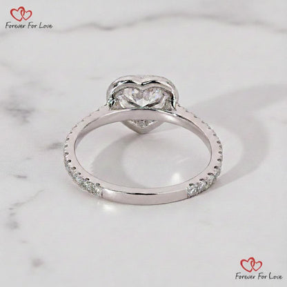 IGI Certified Heart Lab Diamond Halo Engagement Ring
