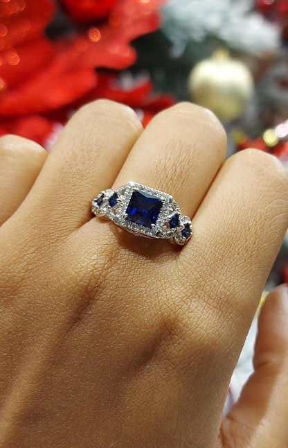 Princess Blue Sapphire Band
