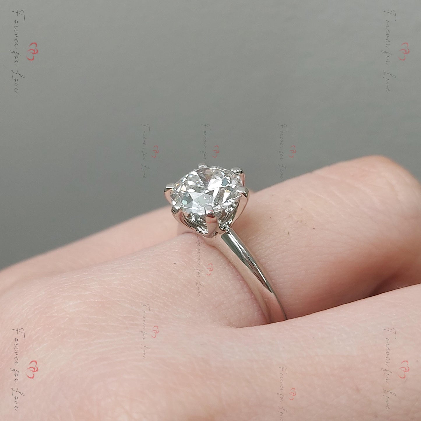 2 Karat IGI zertifizierter Alt-Europäischer Labor-Diamant Verlobungsring Moissanite engagement ring in 935 Argentium Silber — custom handcrafted by Forever For Love