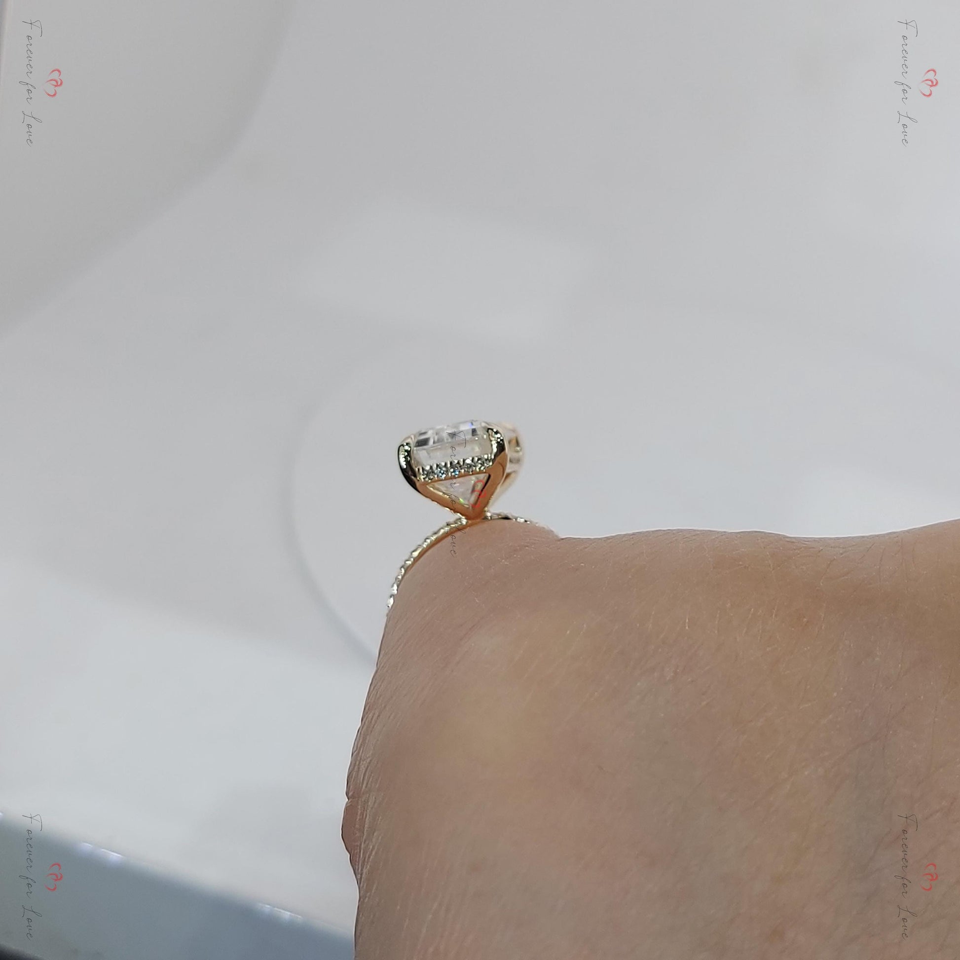 5 Ct Emerald Diamond, Moissanite, Emerald Solitaire Engagement Ring
