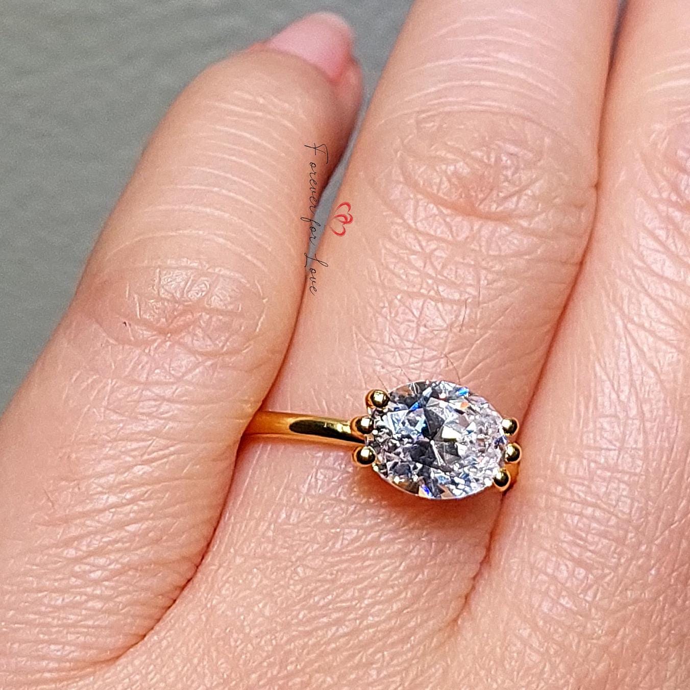 1.5 Ct Oval Diamond, Moissanite Engagement Ring