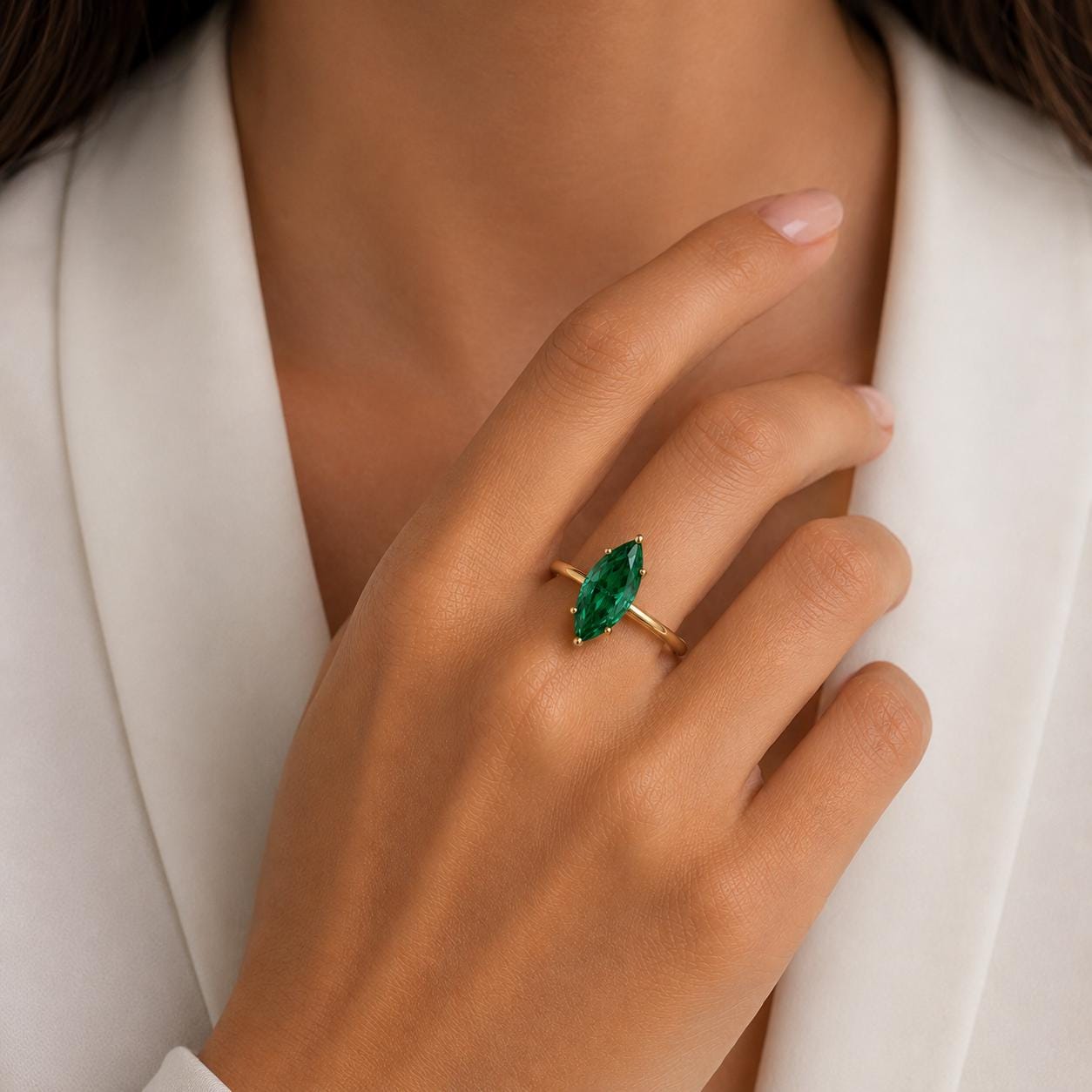 3ct Emerald Marquise Engagement Ring, Emerald ring, Marquise ring, Gemstone ring, Unique ring, Perfect gift for her.