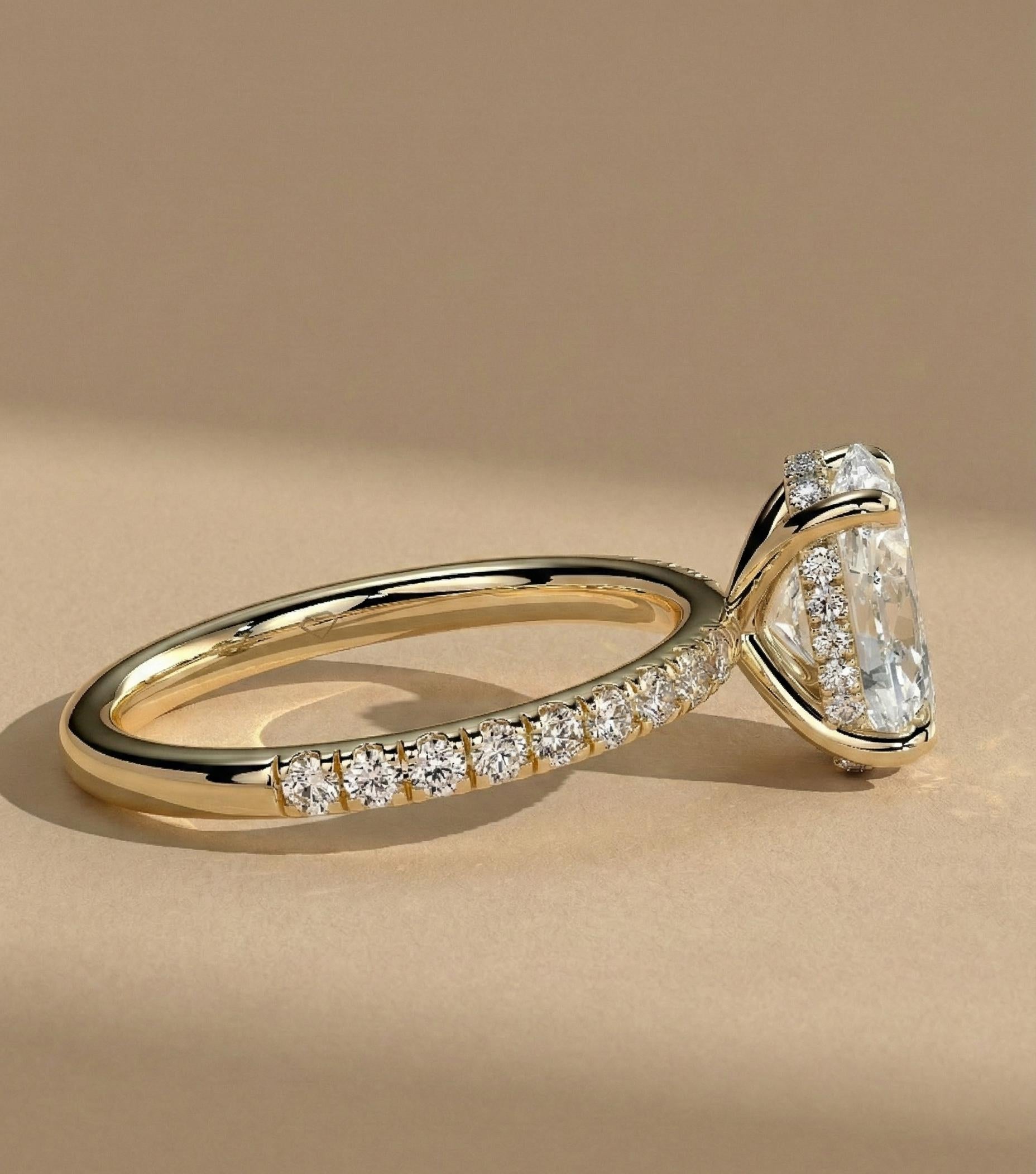 1.5 Ct Oval Diamond, Moissanite Engagement Ring