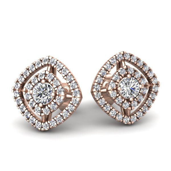 Runde Cluster-Ohrringe mit Diamanten aus massivem 14 Karat/18 Karat Gold/Platin Moissanite engagement ring in Gold or Platinum — custom handcrafted by Forever For Love
