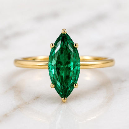 3ct Emerald Marquise Engagement Ring, Emerald ring, Marquise ring, Gemstone ring, Unique ring, Perfect gift for her.