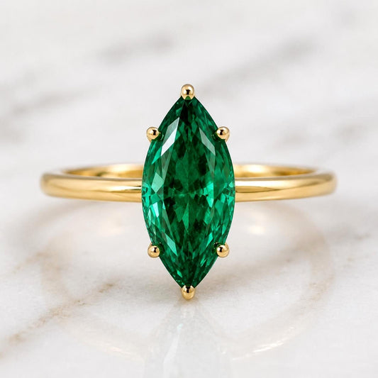 3ct Emerald Marquise Engagement Ring, Emerald ring, Marquise ring, Gemstone ring, Unique ring, Perfect gift for her.