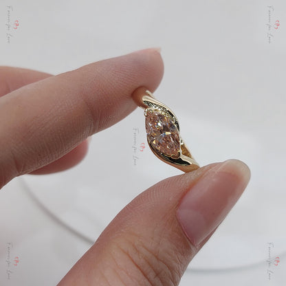 1.5 Ct Marquise Pink Lab Diamond Engagement Ring