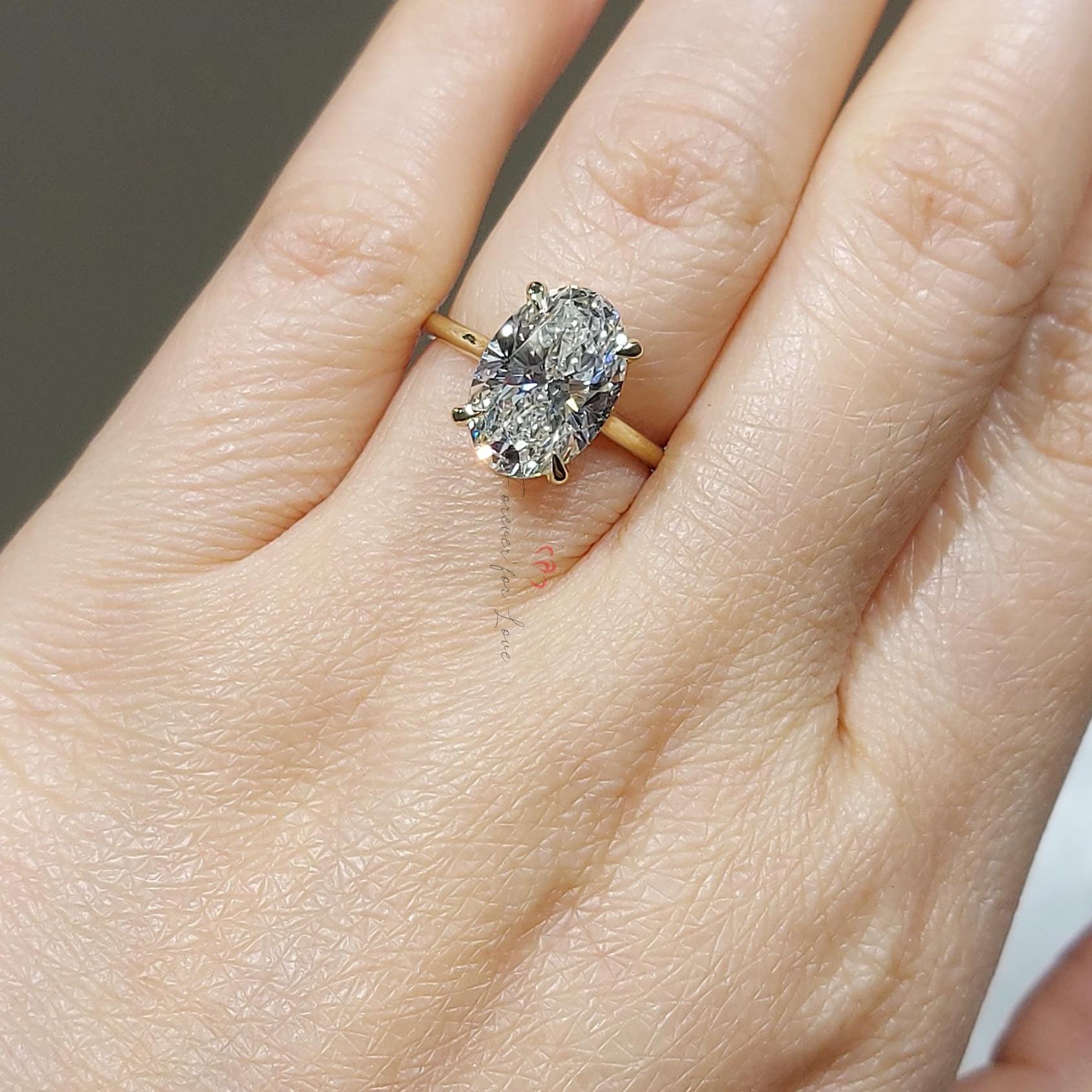 3.5 Ct Oval Lab Diamond Solitaire Engagement Ring