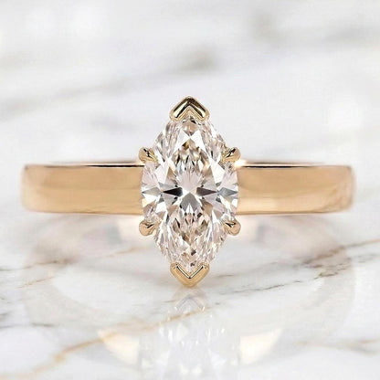3 Ct IGI Certified Marquise Lab Diamond Engagement Ring