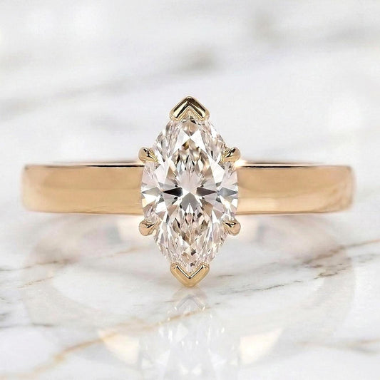 3 Ct IGI Certified Marquise Lab Diamond Engagement Ring