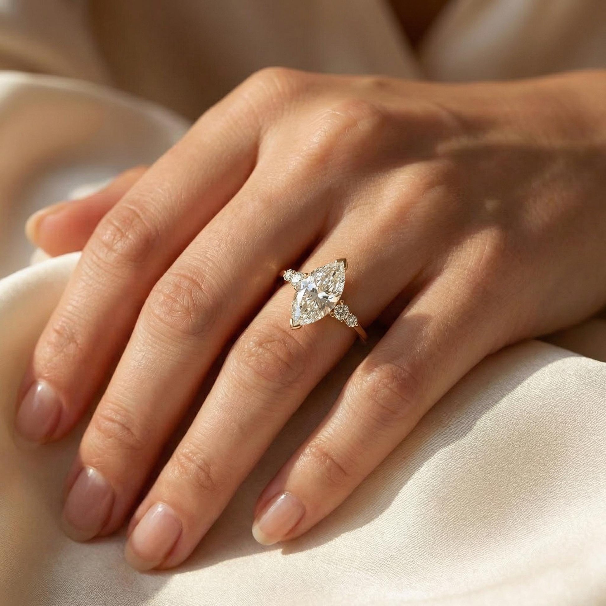 5 Ct IGI Certified Marquise Lab Diamond Engagement Ring