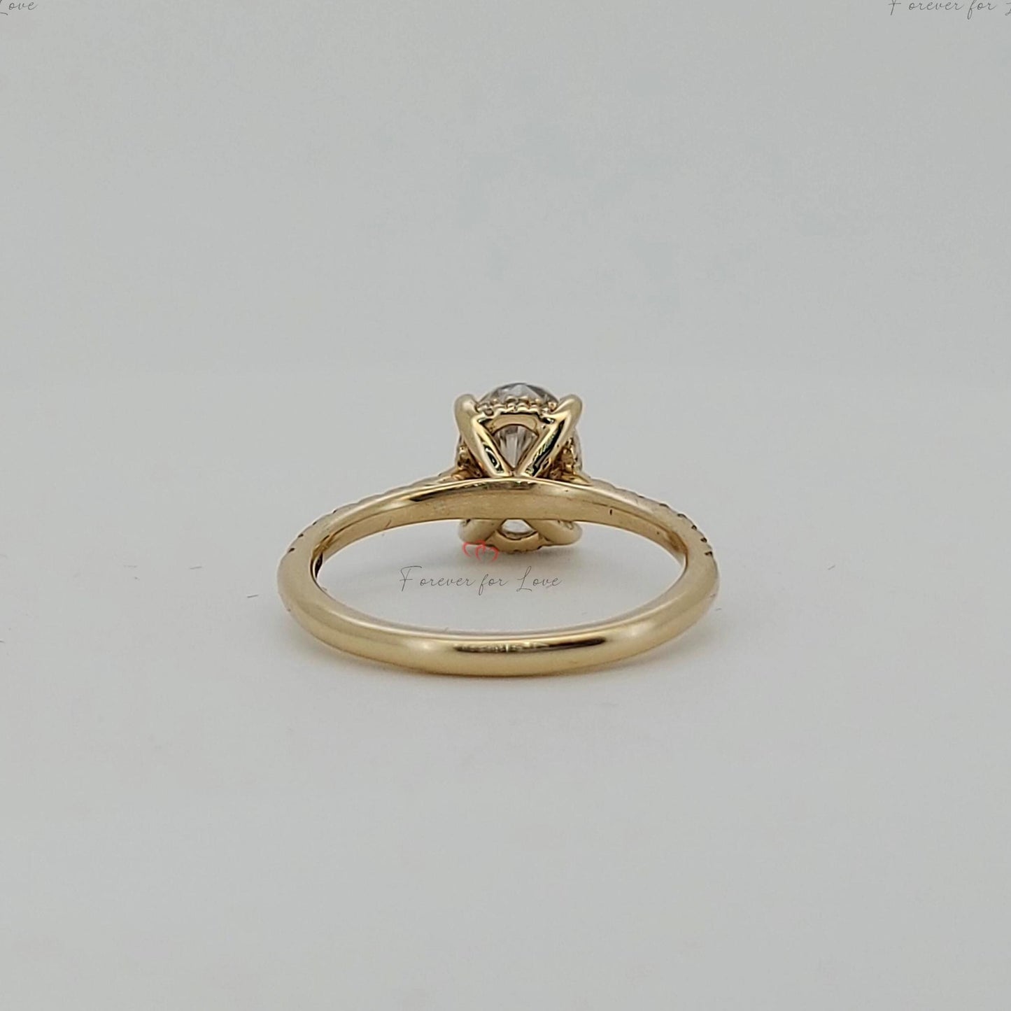 1 Ct IGI Certified Oval Diamond Engagement Ring Oval cut 1Ct Moissanite Brilliant Cut engagement ring in 935 Argentium Silver — custom handcrafted by Forever For Love