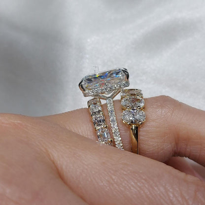5.5 Ct Radiant Diamond, Moissanite Hidden Halo Engagement Ring