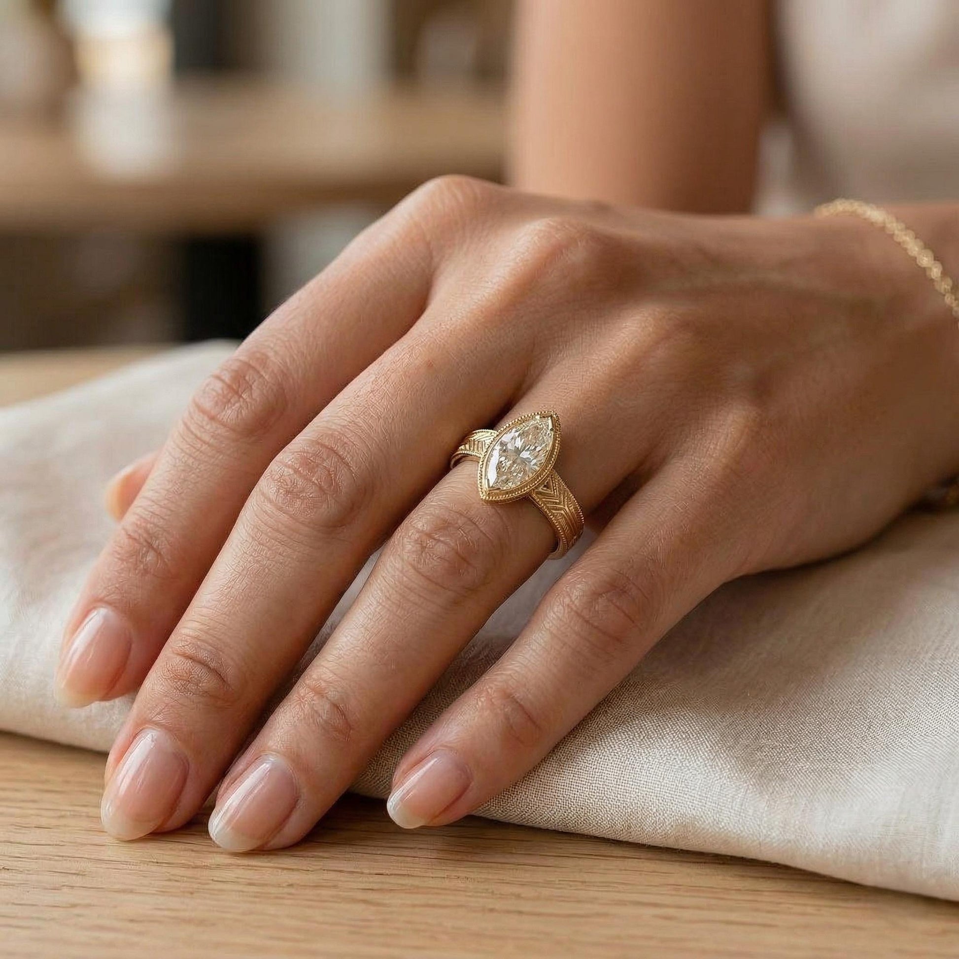 IGI Certified Pear Lab Diamond Band