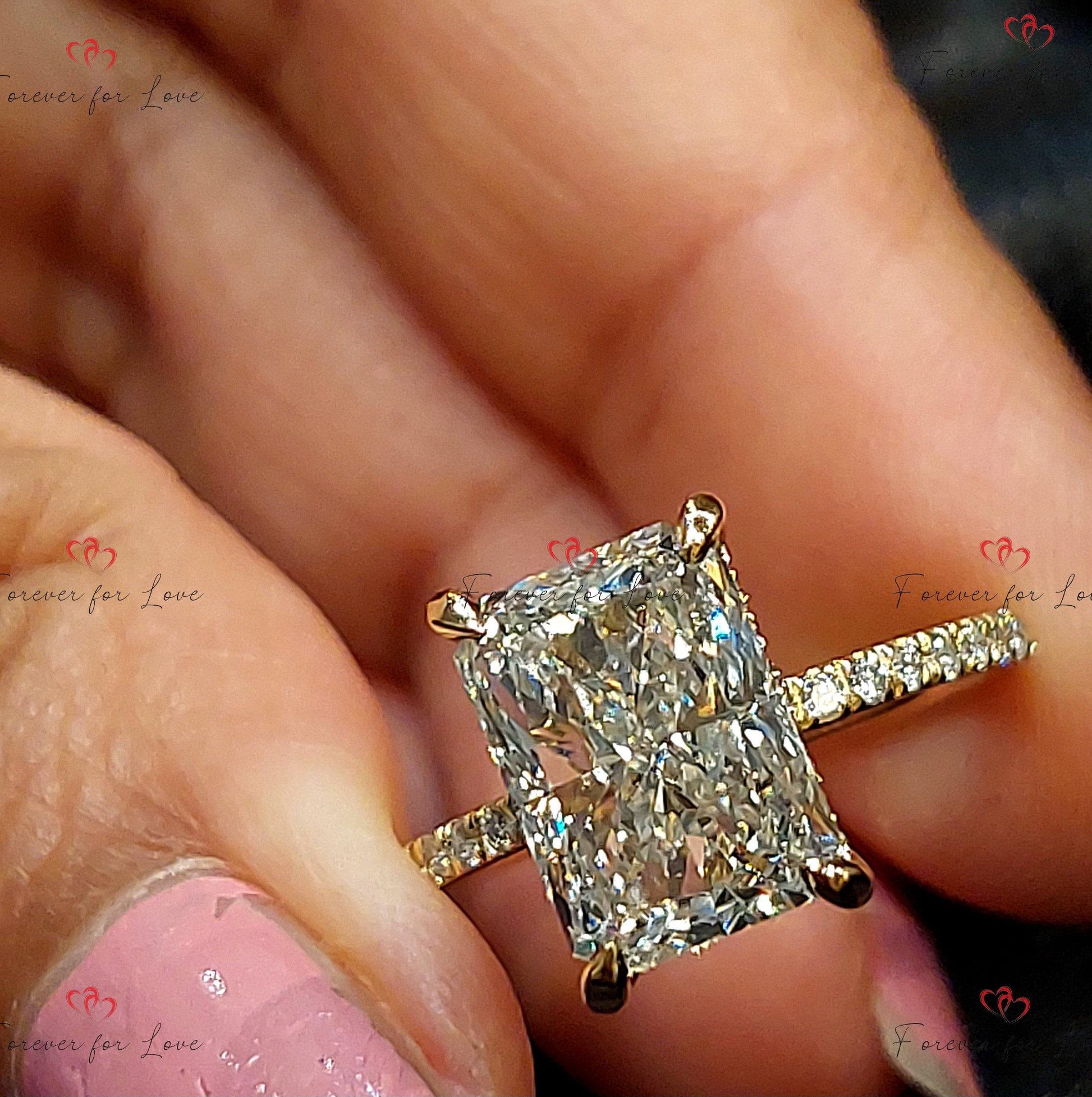 4 Ct IGI Certified Radiant Lab Diamond Halo Engagement Ring