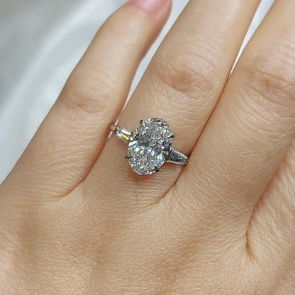 4 Ct IGI Certified Oval Diamond Three Stone Engagement Ring