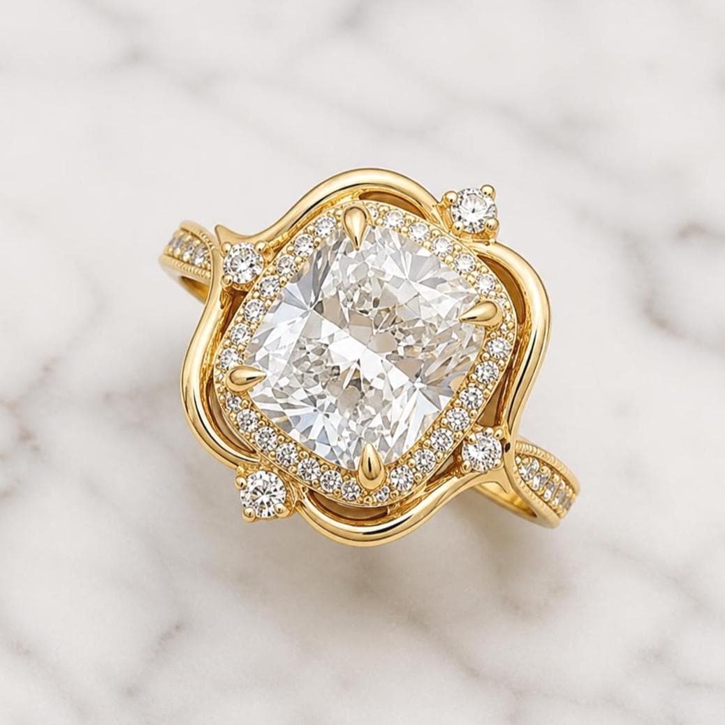 IGI Certified Cushion Lab Diamond Engagement Ring Cushion cut 1Ct Moissanite Brilliant Cut engagement ring in 935 Argentium Silver — custom handcrafted by Forever For Love