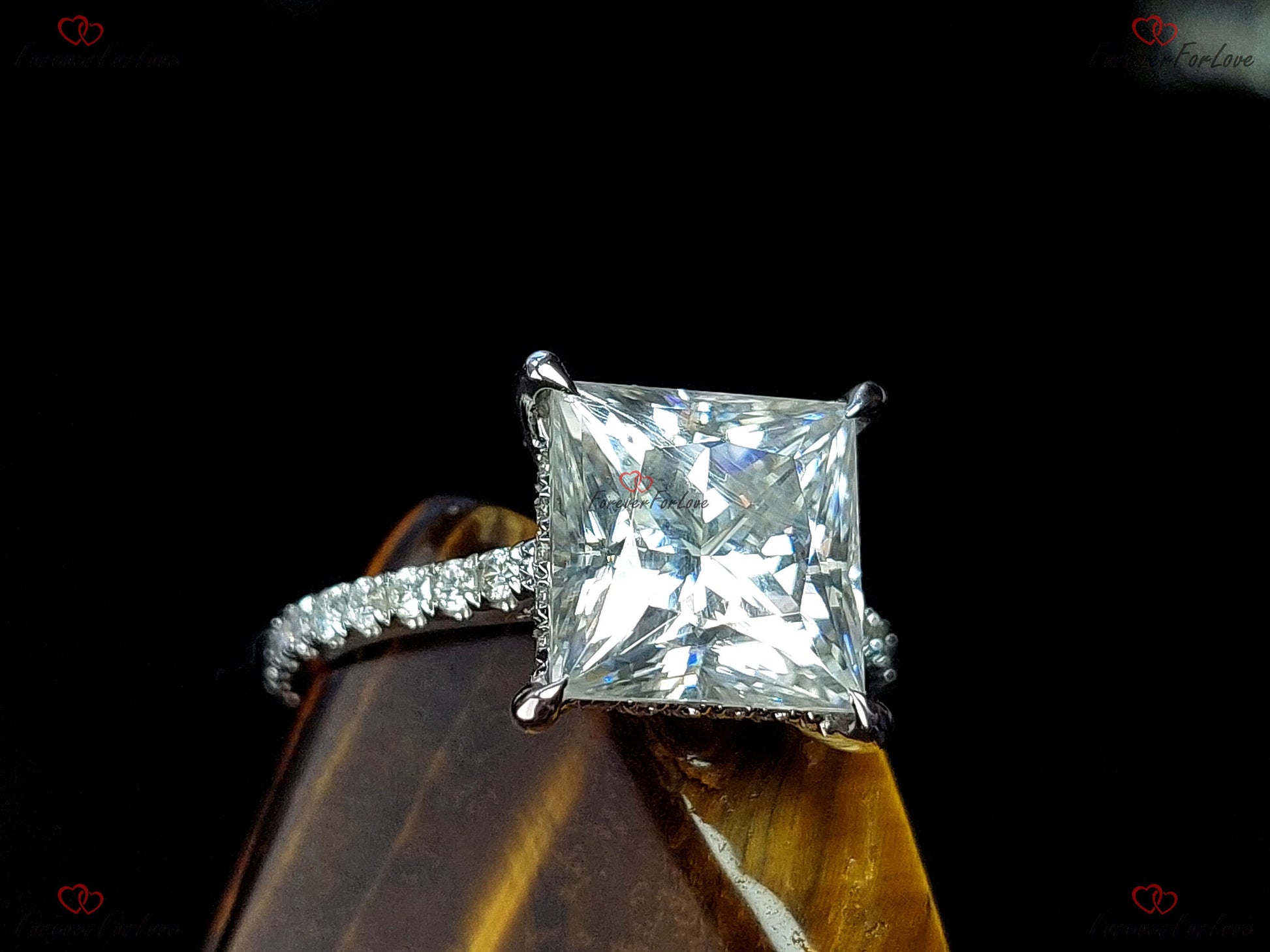 4 Ct Princess Moissanite Solitaire Engagement Ring