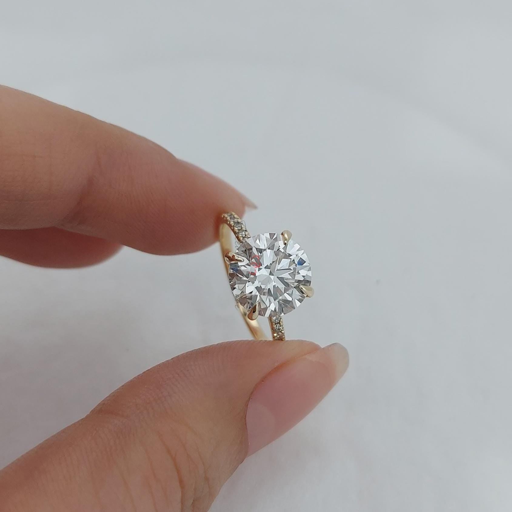 3 Ct Round Lab Diamond Hidden Halo Engagement Ring