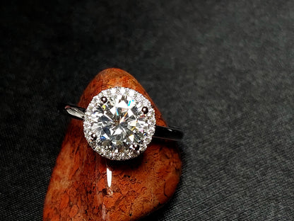 2Ct Round Cut Moissanite Engagement Ring,14K Rose Gold Ring, Halo Round Cut Ring, Wedding Ring, Bridal Ring