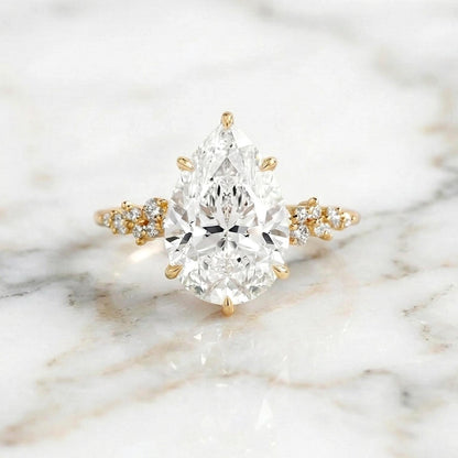 3.25 Ct IGI Certified Pear Lab Diamond Engagement Ring