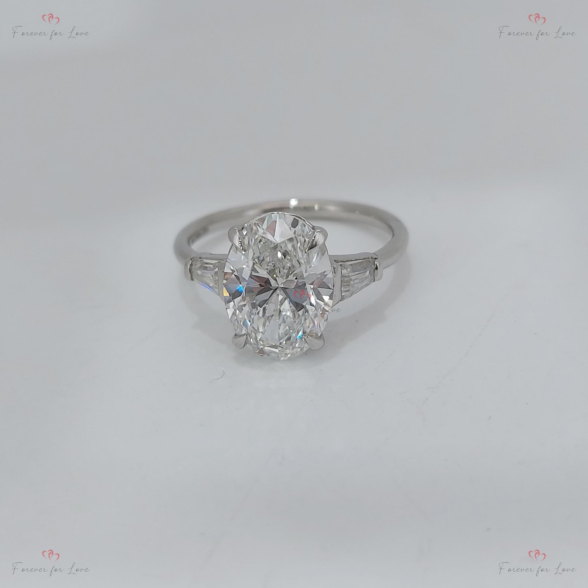 3 Ct IGI Certified Oval Diamond Three Stone Ring